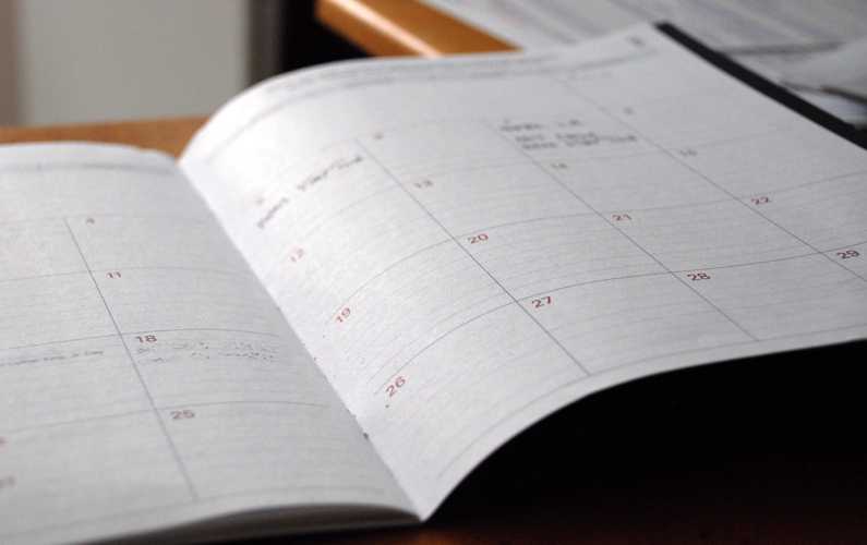 Calendar for scheduling Protection Services for Fabrics