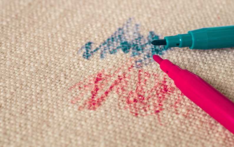 Stains on fabric from markers